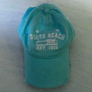 EUC South Beach adjustable hat 100%cotton, edges of brim frayed for style